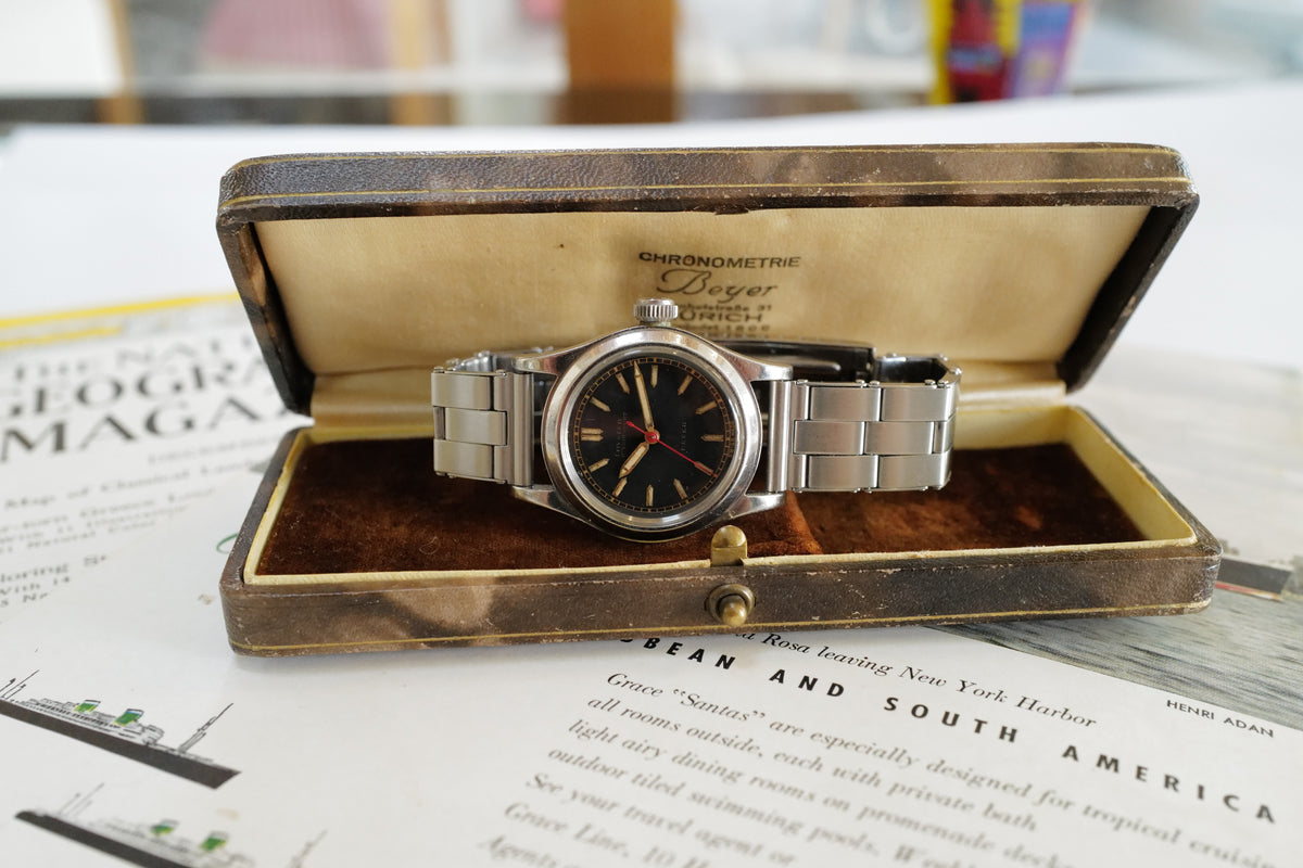 Rolex Oyster Junior Sport ref.3136 Double Signed Beyer With Original Box circa 1940