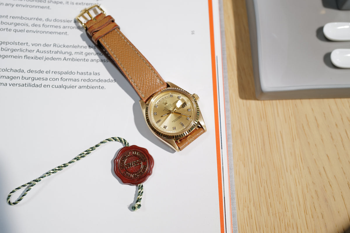 Rolex Day-Date 1803 in Yellow Gold with Original Diamond-Set Champagne Dial – Circa 1976