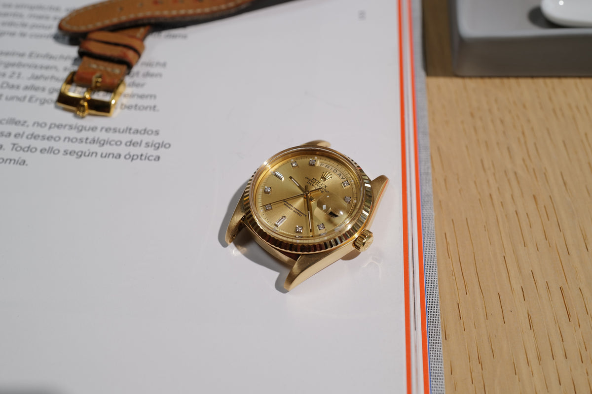 Rolex Day-Date 1803 in Yellow Gold with Original Diamond-Set Champagne Dial – Circa 1976