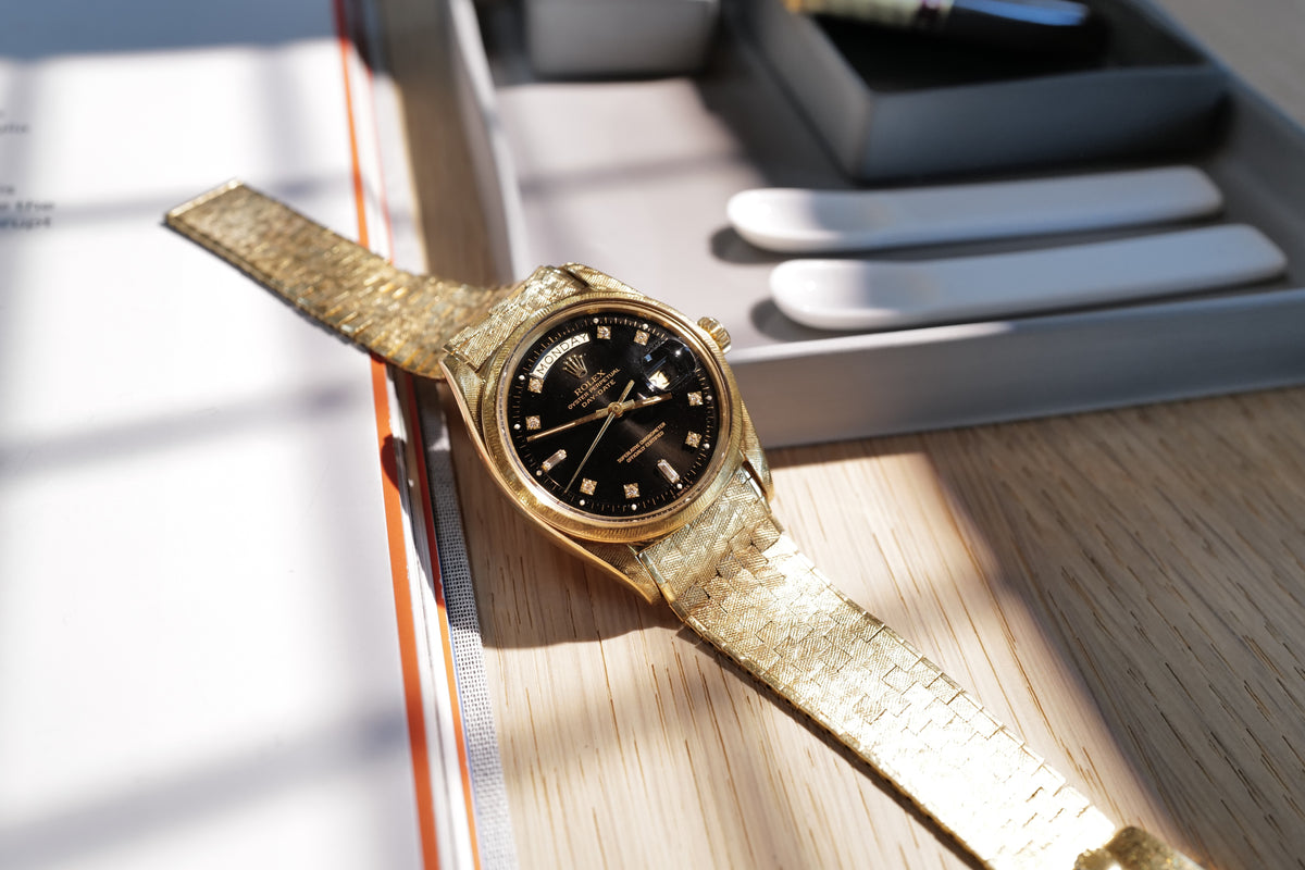Rolex Day-Date Ref. 1806 ‘Florentine’ – Rare Black Sunburst Diamond Dial