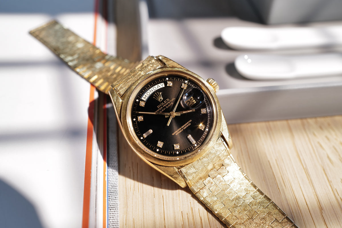 Rolex Day-Date Ref. 1806 ‘Florentine’ – Rare Black Sunburst Diamond Dial