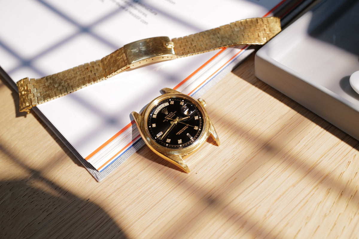 Rolex Day-Date Ref. 1806 ‘Florentine’ – Rare Black Sunburst Diamond Dial