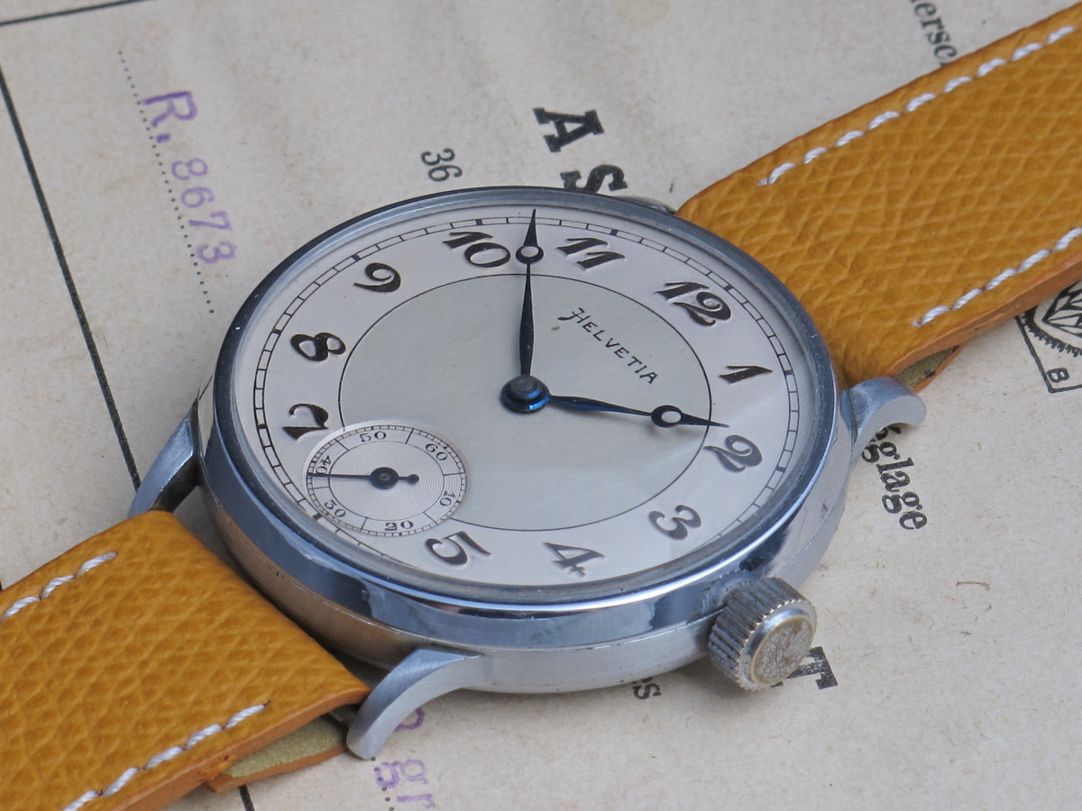 Big oversize(40mm) Helevita with beautiful 2 tone dial with applied Breguet numerals
