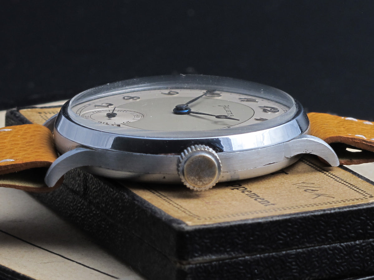 Big oversize(40mm) Helevita with beautiful 2 tone dial with applied Breguet numerals
