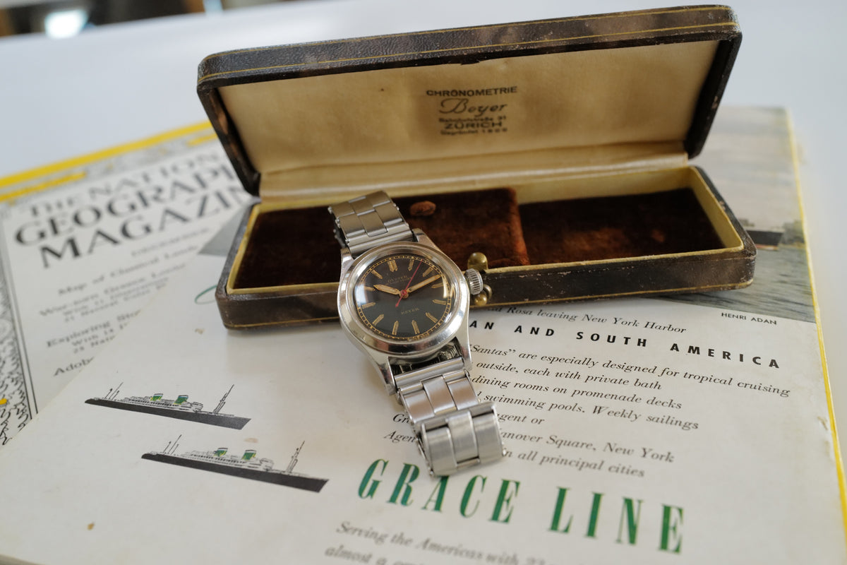 Rolex Oyster Junior Sport ref.3136 Double Signed Beyer With Original Box circa 1940