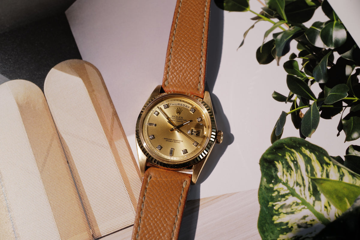 Rolex Day-Date 1803 in Yellow Gold with Original Diamond-Set Champagne Dial – Circa 1976